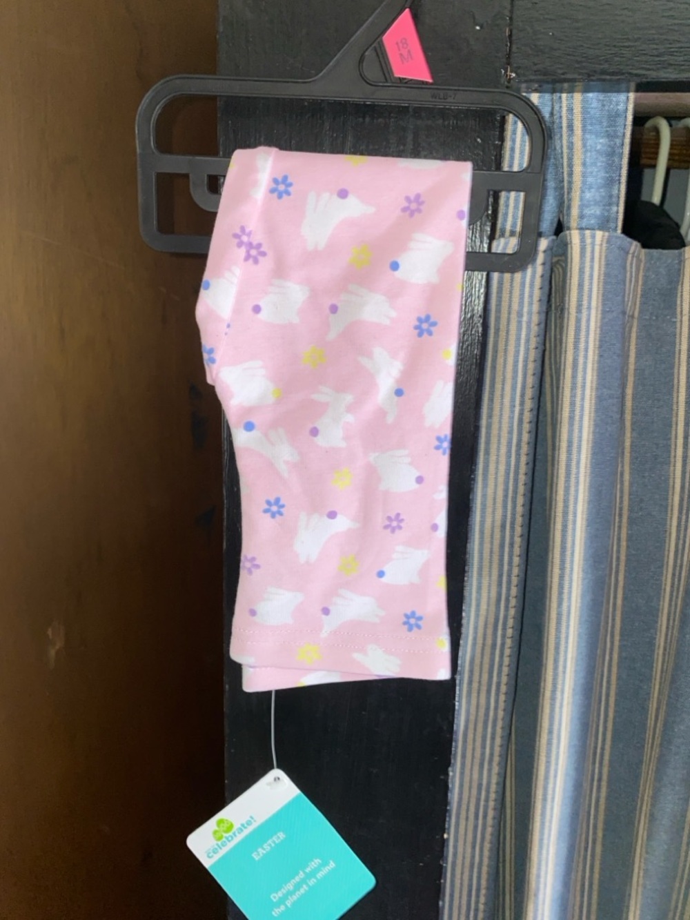 pink easter floral bunny pants